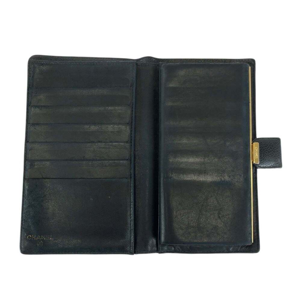 CHANEL Vintage Black Leather Logo Wallet - Picture 6 of 10